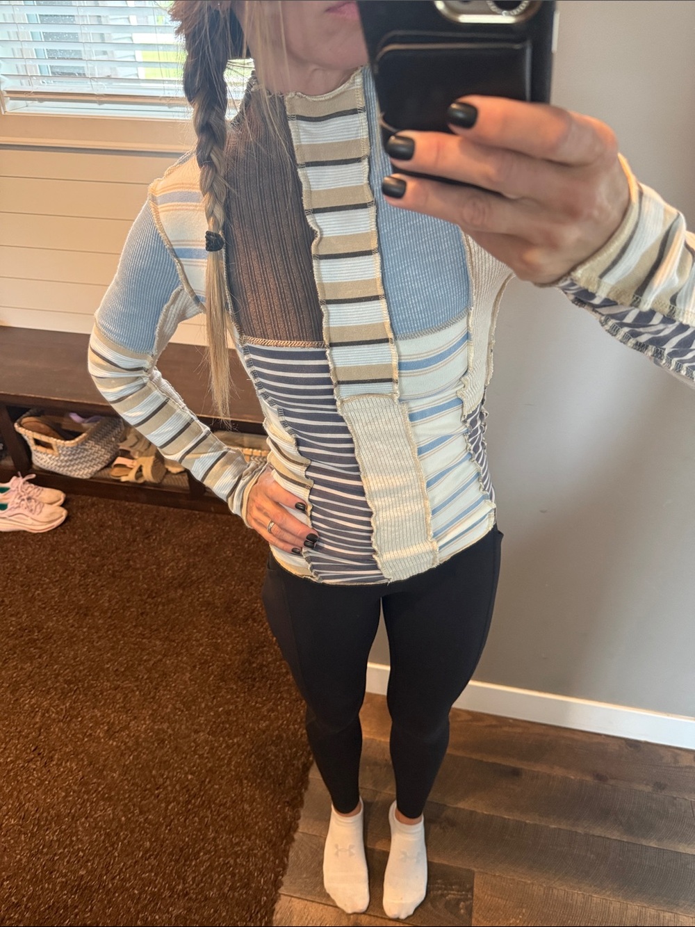 NWOT - Oli & Hali Patchwork Crewneck Long Sleeve fitted top